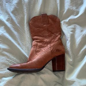 cute brown leather cowboy boots